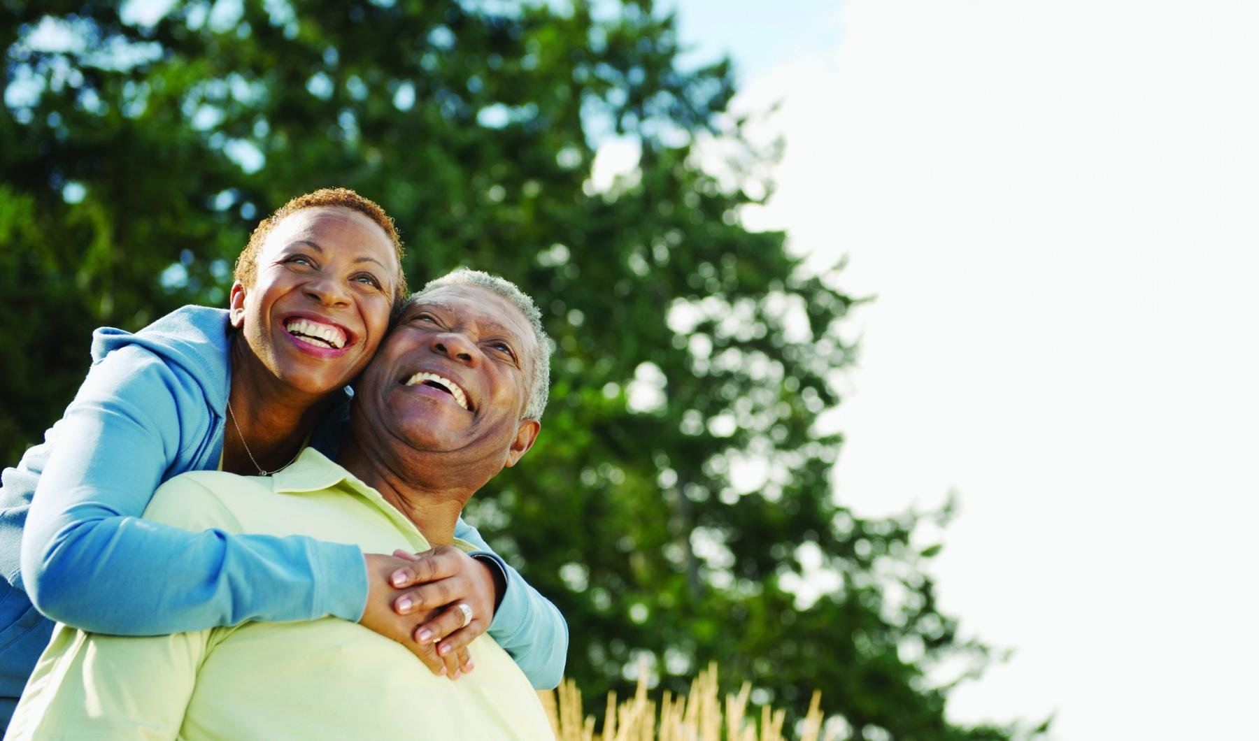 a man and woman embracing