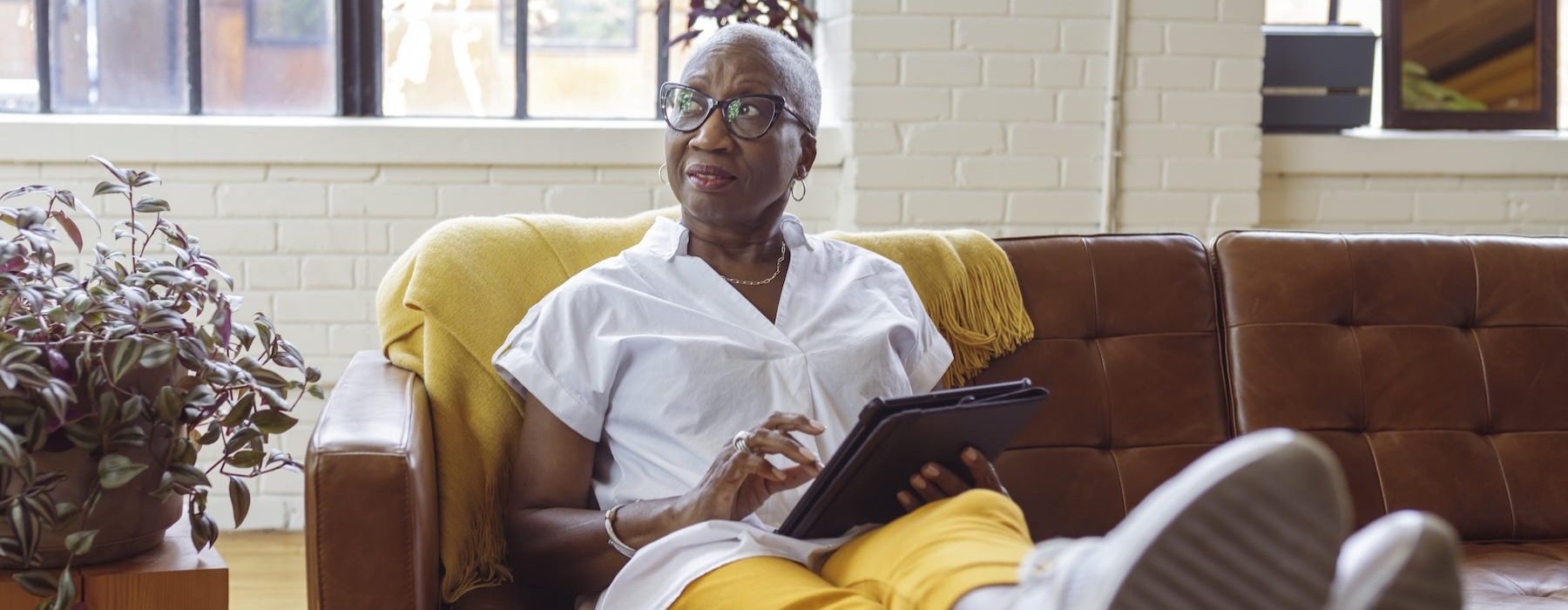 a person sitting on a couch
