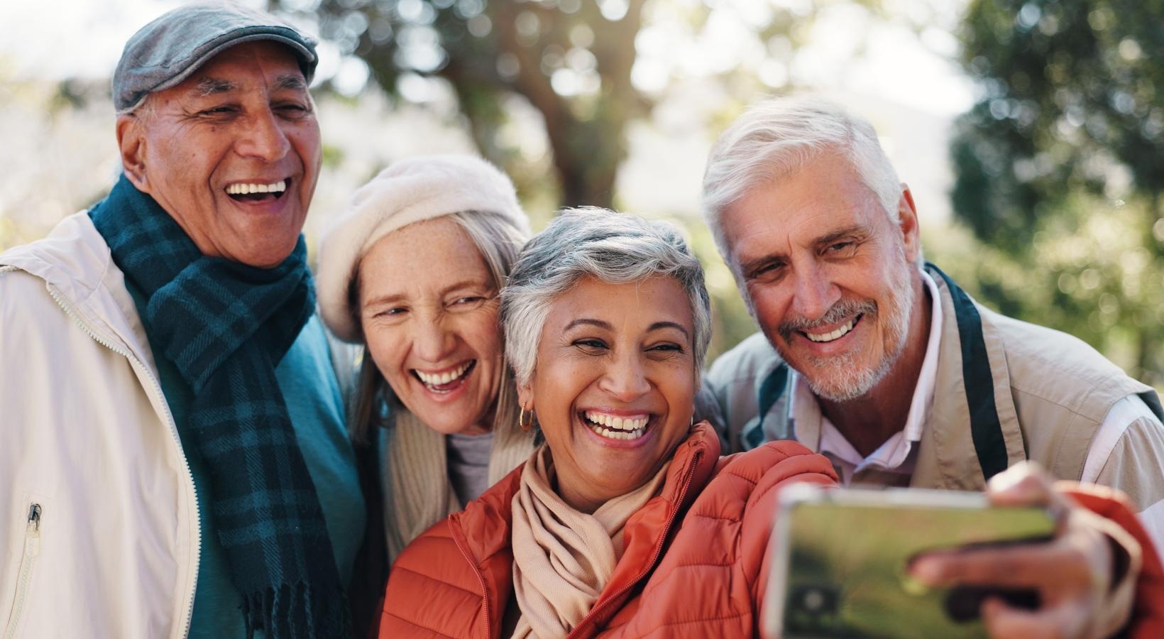 a group of people smiling